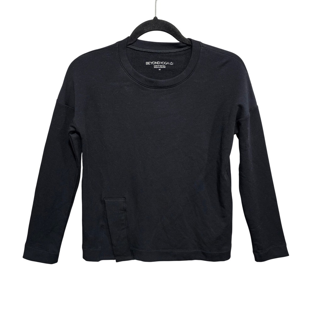 Beyond Yoga Favorite Long Sleeve Crew Neck Pullover Size‎ X-small Black Cozy NWT